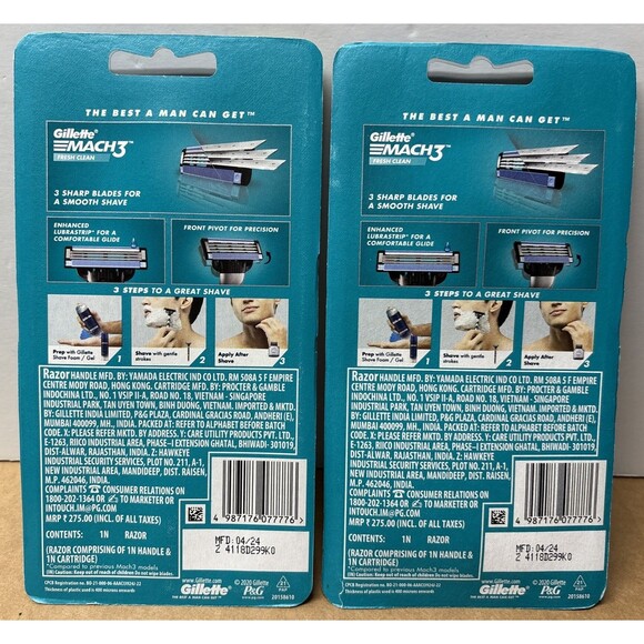 NEW Lot Of 2 Pack Gillette Mach 3 Cartridge Fresh Clean Dad READ DESCRIPTION - Picture 2 of 4